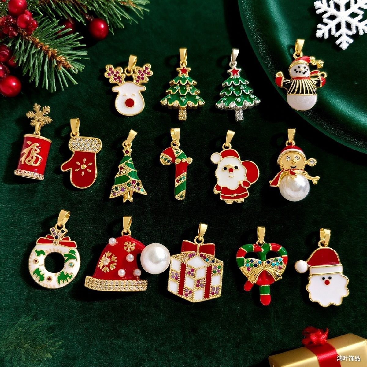 Christmas Santa Claus Enamel Charm Pendant