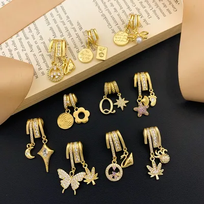 Gold Round Star Zircon Combination Pendants