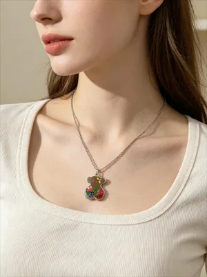Bear Pendant Stainless Steel Necklace