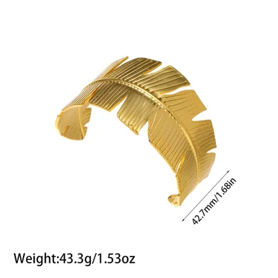 Leaf - Shaped Gold Cuff Bracelet