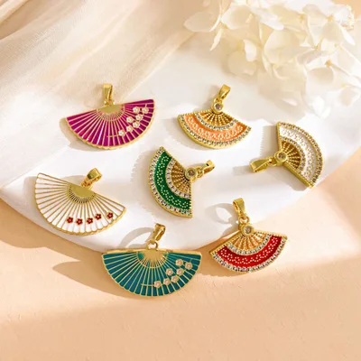 Hollow Folding Fan Teardrop Pendant