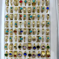 Embossed Gemstone Ring Set