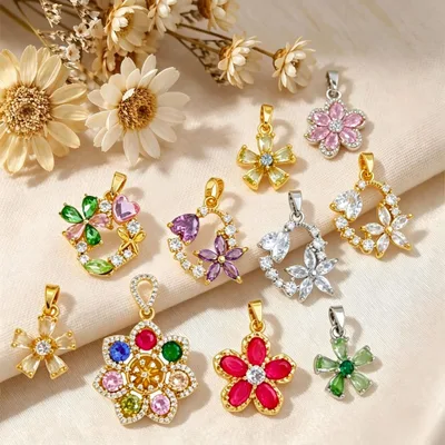 Colorful Flower Zircon DIY Charms