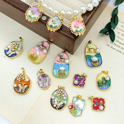 Oil Painting Monet's Garden Butterfly Pendant