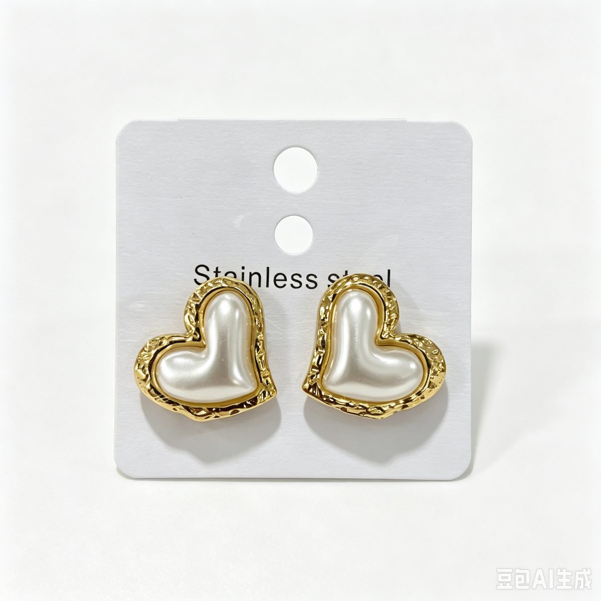 Simple Pearl Heart Stud Earrings
