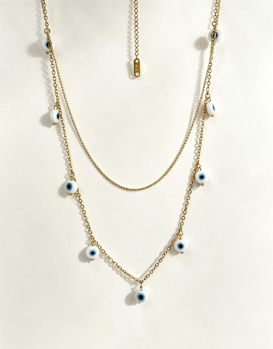 Evil Eye Stainless Steel Double Layer Necklace