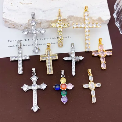 Minimalist Geometric Cross Zircon Pendant 